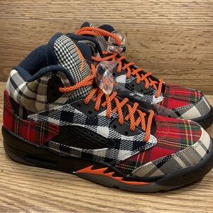 Nike GS Jordan 5 Retro Plaid Black Total Orange Dark Obsidian Youth Size 6 Y